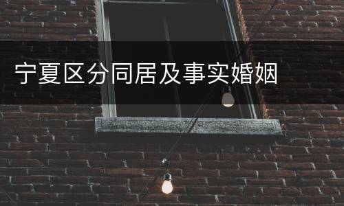 宁夏区分同居及事实婚姻
