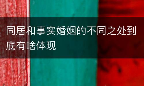 同居和事实婚姻的不同之处到底有啥体现