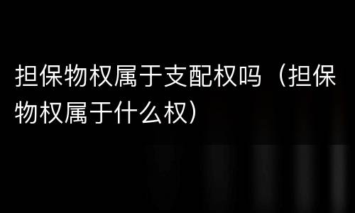 担保物权属于支配权吗（担保物权属于什么权）