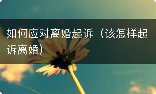 如何应对离婚起诉（该怎样起诉离婚）