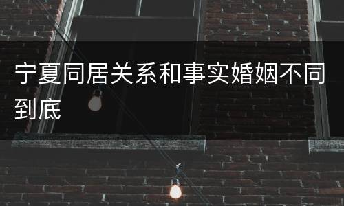 宁夏同居关系和事实婚姻不同到底