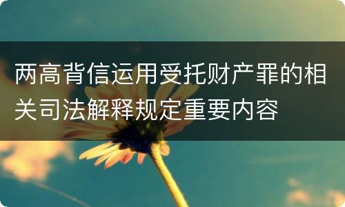 两高背信运用受托财产罪的相关司法解释规定重要内容