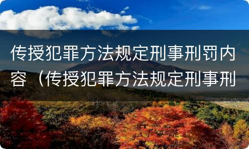 传授犯罪方法规定刑事刑罚内容（传授犯罪方法规定刑事刑罚内容包括）