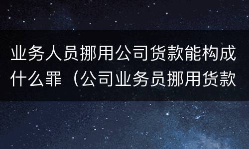 业务人员挪用公司货款能构成什么罪（公司业务员挪用货款属于诈骗罪吗）