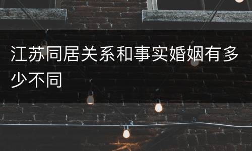 江苏同居关系和事实婚姻有多少不同