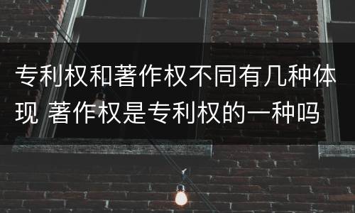 专利权和著作权不同有几种体现 著作权是专利权的一种吗