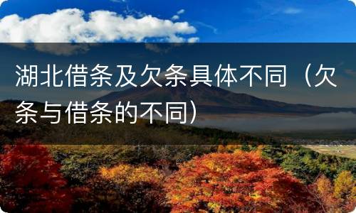 湖北借条及欠条具体不同（欠条与借条的不同）