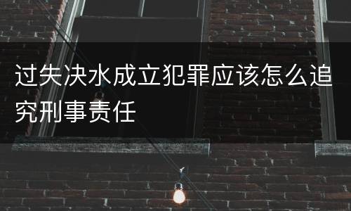 过失决水成立犯罪应该怎么追究刑事责任