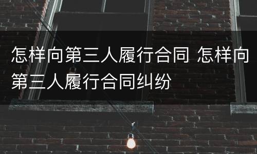 怎样向第三人履行合同 怎样向第三人履行合同纠纷