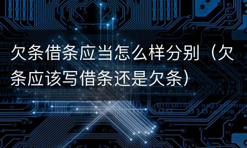 欠条借条应当怎么样分别（欠条应该写借条还是欠条）