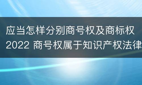 应当怎样分别商号权及商标权2022 商号权属于知识产权法律制度的是