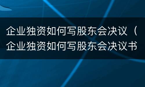 企业独资如何写股东会决议（企业独资如何写股东会决议书）