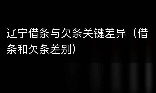 辽宁借条与欠条关键差异（借条和欠条差别）