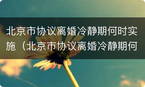 北京市协议离婚冷静期何时实施（北京市协议离婚冷静期何时实施执行）