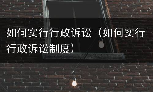 如何实行行政诉讼（如何实行行政诉讼制度）