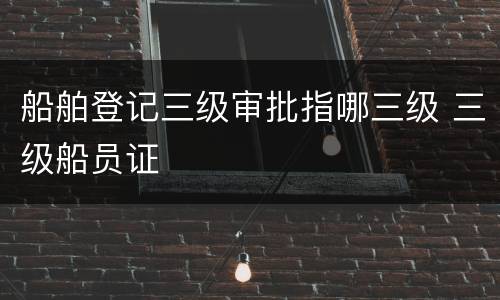 船舶登记三级审批指哪三级 三级船员证