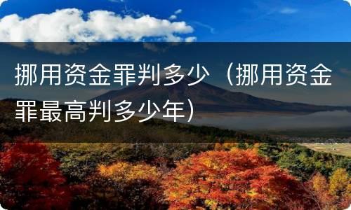 挪用资金罪判多少（挪用资金罪最高判多少年）