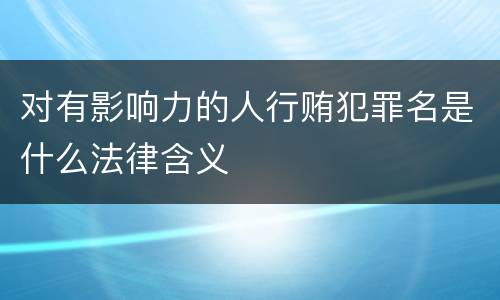 对有影响力的人行贿犯罪名是什么法律含义