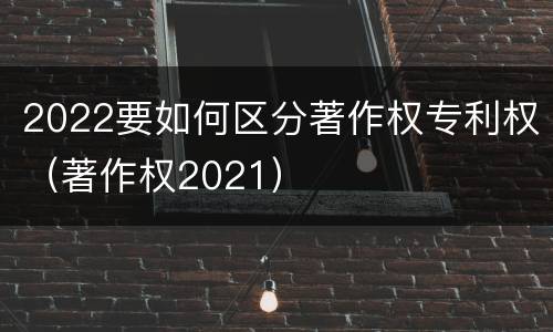 2022要如何区分著作权专利权（著作权2021）