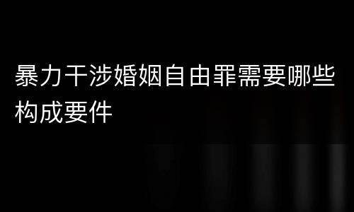暴力干涉婚姻自由罪需要哪些构成要件