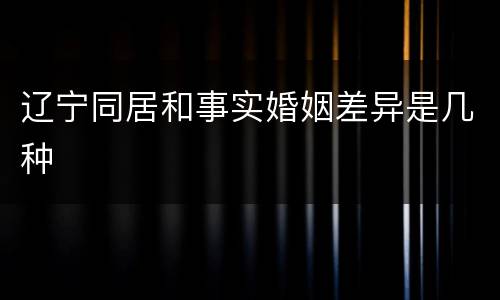 辽宁同居和事实婚姻差异是几种