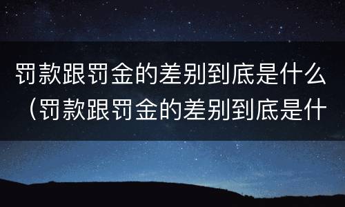 罚款跟罚金的差别到底是什么（罚款跟罚金的差别到底是什么呢）