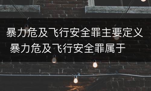 暴力危及飞行安全罪主要定义 暴力危及飞行安全罪属于