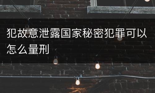 犯故意泄露国家秘密犯罪可以怎么量刑