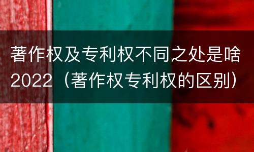 著作权及专利权不同之处是啥2022（著作权专利权的区别）