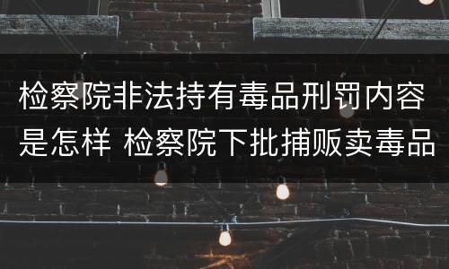 检察院非法持有毒品刑罚内容是怎样 检察院下批捕贩卖毒品罪