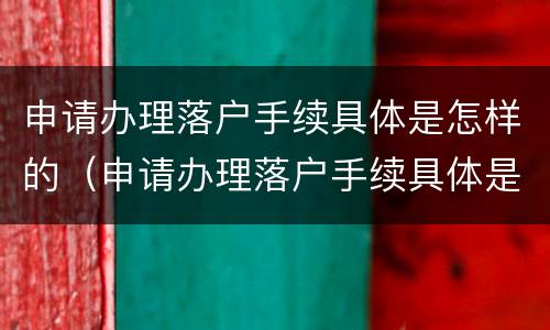 申请办理落户手续具体是怎样的（申请办理落户手续具体是怎样的过程）