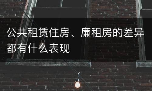 公共租赁住房、廉租房的差异都有什么表现