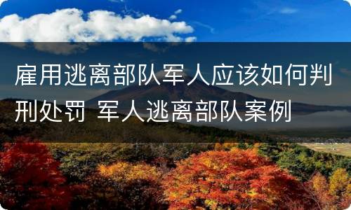 雇用逃离部队军人应该如何判刑处罚 军人逃离部队案例