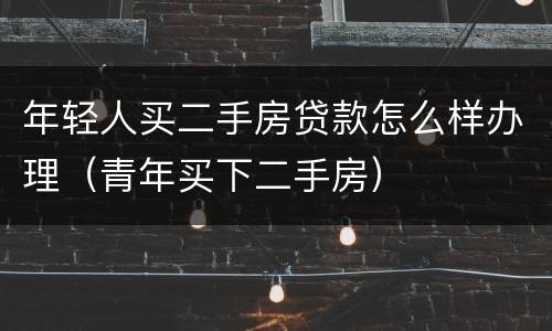 年轻人买二手房贷款怎么样办理（青年买下二手房）