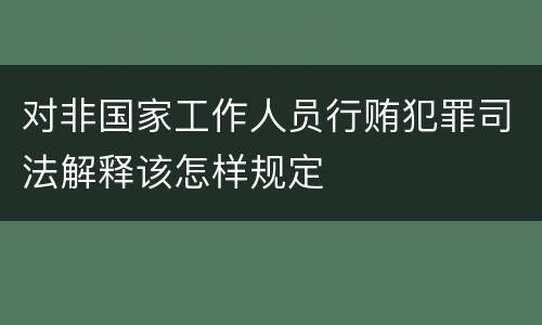 对非国家工作人员行贿犯罪司法解释该怎样规定