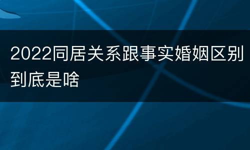 2022同居关系跟事实婚姻区别到底是啥