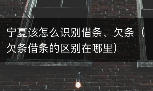 宁夏该怎么识别借条、欠条（欠条借条的区别在哪里）