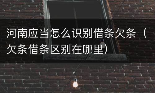 河南应当怎么识别借条欠条（欠条借条区别在哪里）