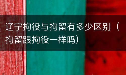 辽宁拘役与拘留有多少区别（拘留跟拘役一样吗）