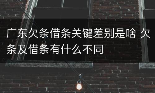 广东欠条借条关键差别是啥 欠条及借条有什么不同
