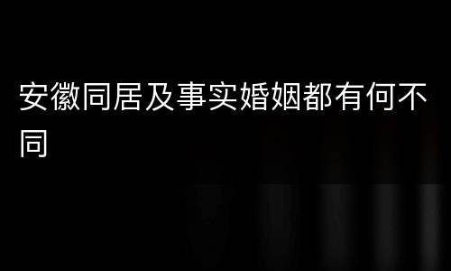安徽同居及事实婚姻都有何不同