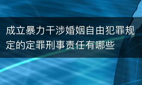 成立暴力干涉婚姻自由犯罪规定的定罪刑事责任有哪些
