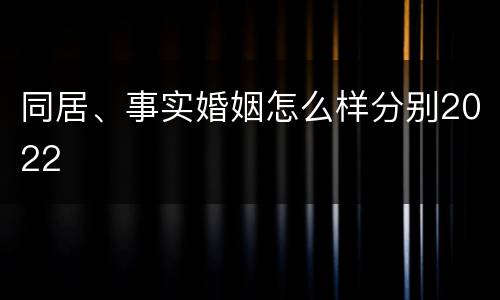 同居、事实婚姻怎么样分别2022