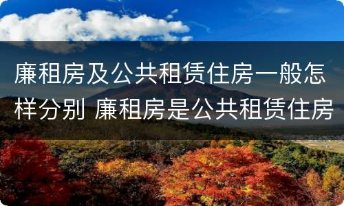 廉租房及公共租赁住房一般怎样分别 廉租房是公共租赁住房吗