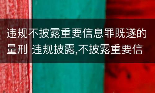 违规不披露重要信息罪既遂的量刑 违规披露,不披露重要信息罪构成要件