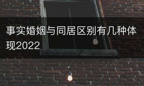 事实婚姻与同居区别有几种体现2022