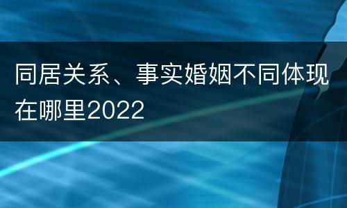 同居关系、事实婚姻不同体现在哪里2022