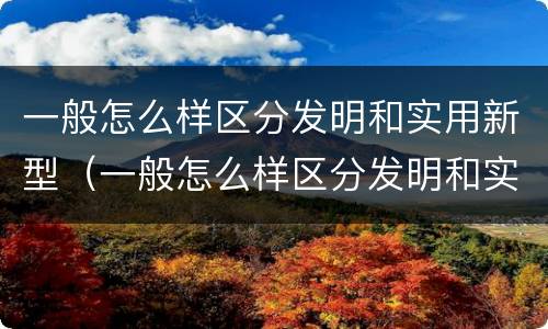 一般怎么样区分发明和实用新型（一般怎么样区分发明和实用新型产品）