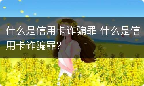什么是信用卡诈骗罪 什么是信用卡诈骗罪?