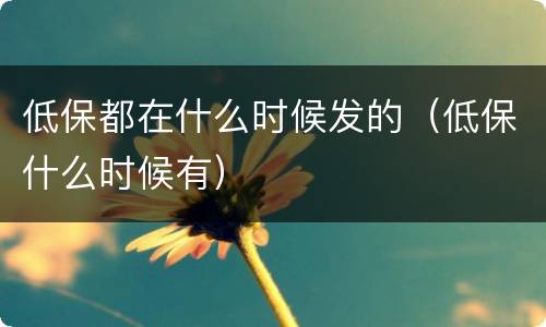 低保都在什么时候发的（低保什么时候有）
